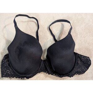 Aerie Real Sunnie Full Coverage Black Bra 36C 36 C Underwire Lace Back Close